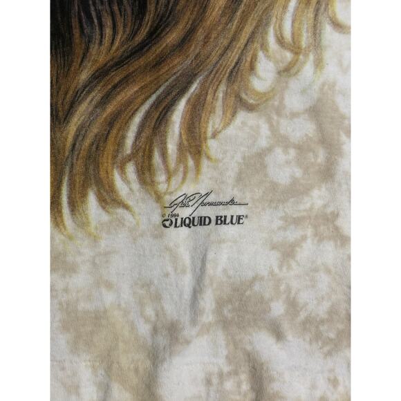 Vintage 1994 Liquid Blue Rich Normurdin Double Sided Lion Nature Shirt Men Large - Picture 2 of 9